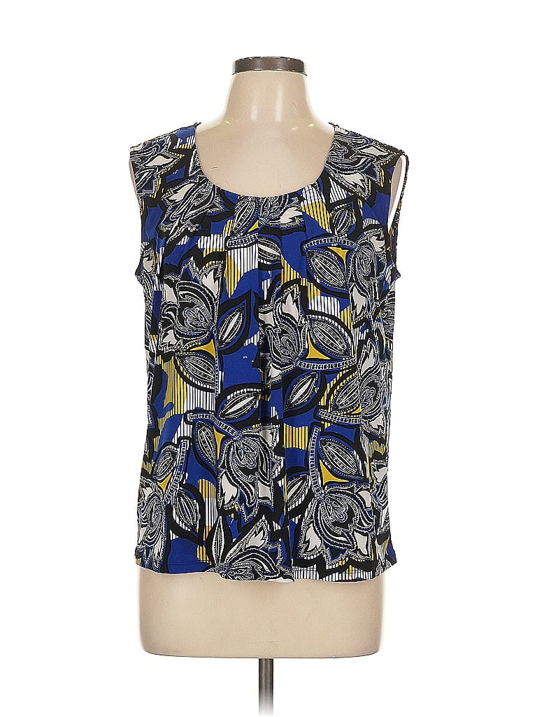 Pre-owned Evan Picone Sleeveless Blouse In Blue