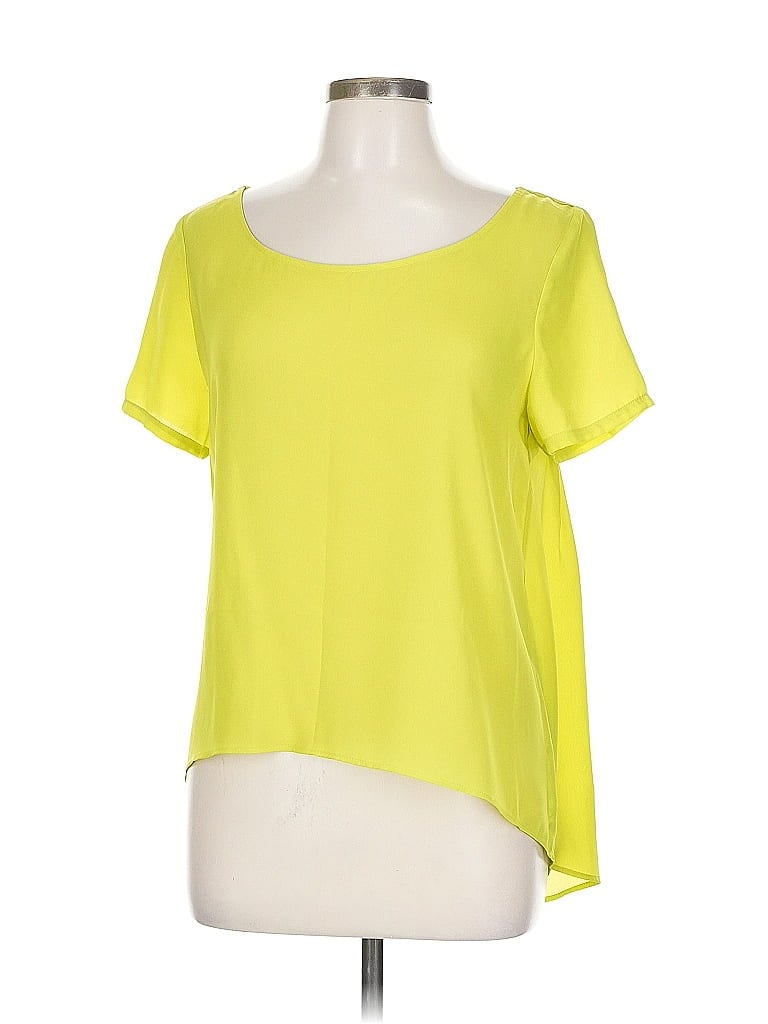 Pre-owned Bcbgeneration Short Sleeve Top Yellow Scoop Neck Tops