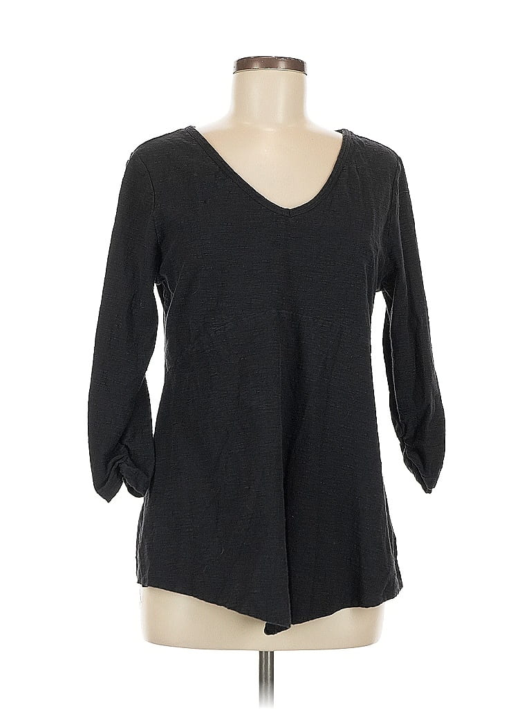 Click to view more detailed imagery on our partner's website Pre-owned Style & Co 3/4 Sleeve Top Black V Neck Tops