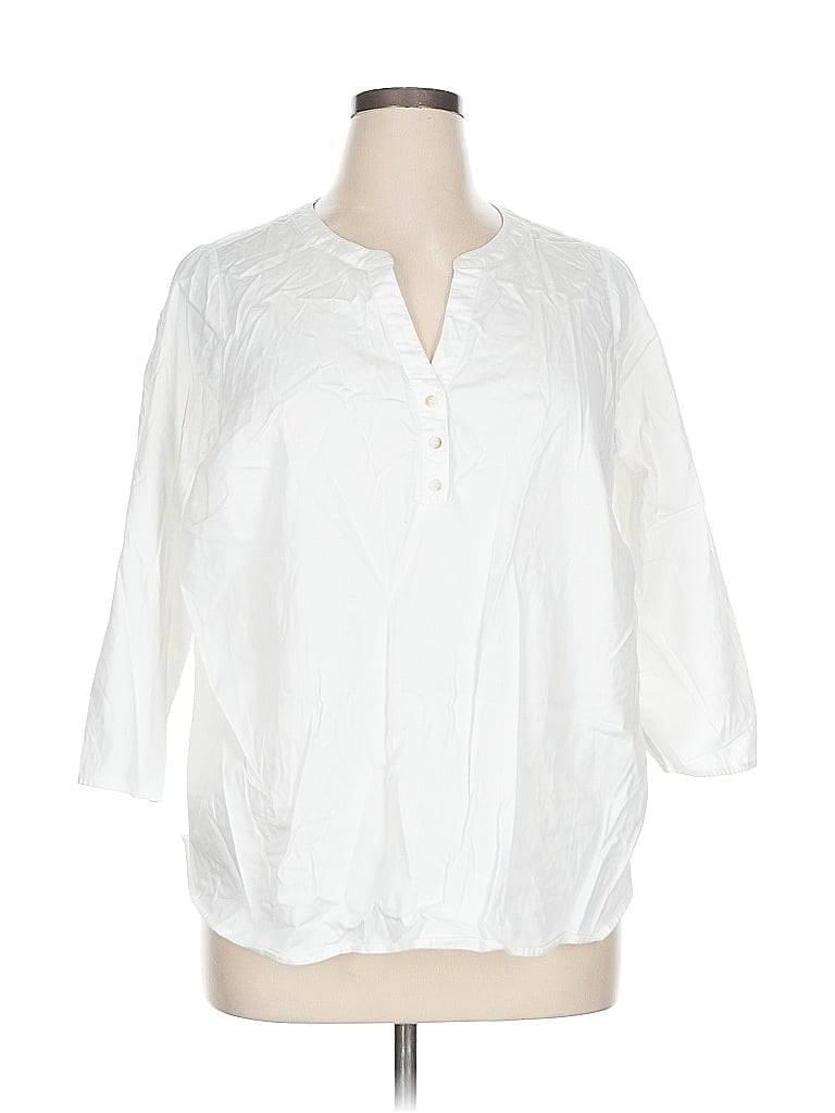 Pre-owned Nydj 3/4 Sleeve T-shirt In White