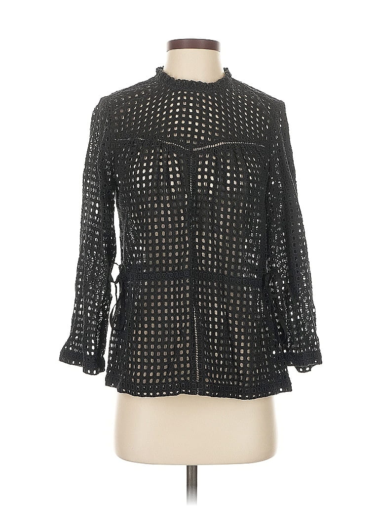 Pre-owned Point Sur Long Sleeve Blouse In Black