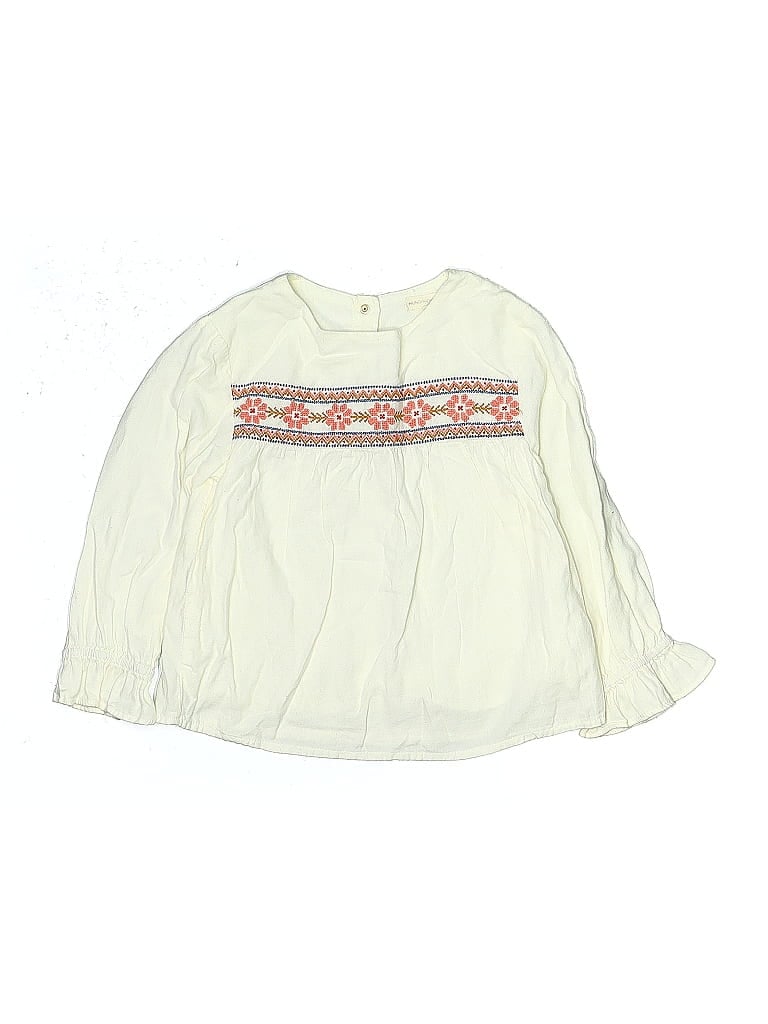 Pre-owned Assorted Brands Kids' Long Sleeve Blouse In White