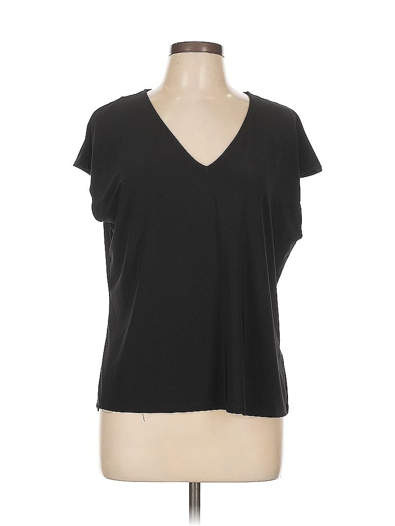 Pre-owned Halogen Short Sleeve Top Black V Neck Tops