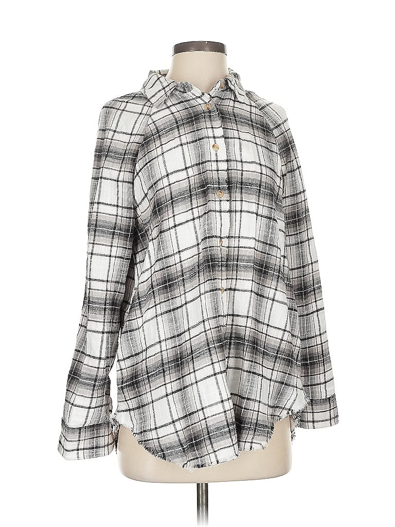 Pre-owned Lucky Brand Long Sleeve Blouse In Silver