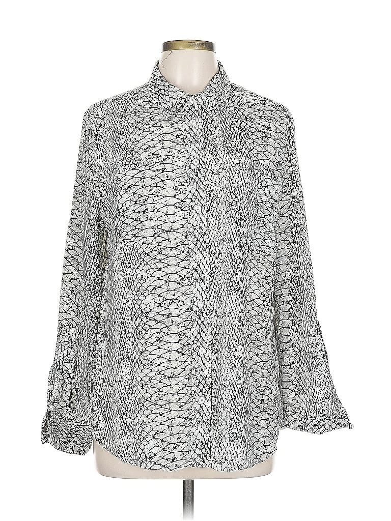 Pre-owned Investments Long Sleeve Blouse In Silver