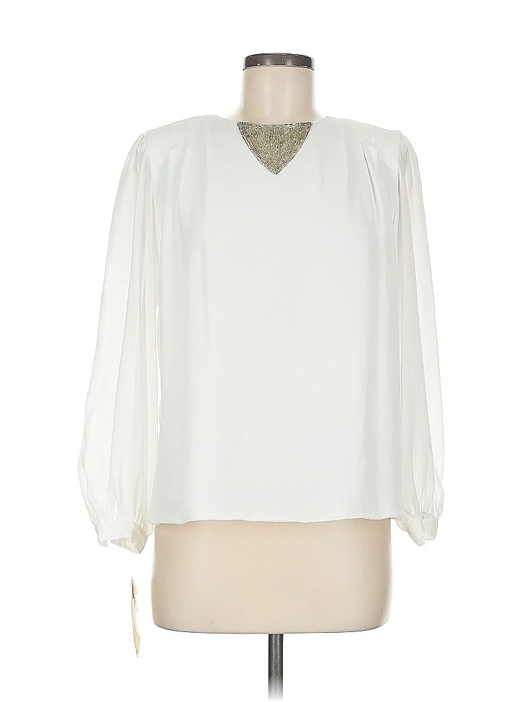 Pre-owned Liz Claiborne Long Sleeve Blouse In White