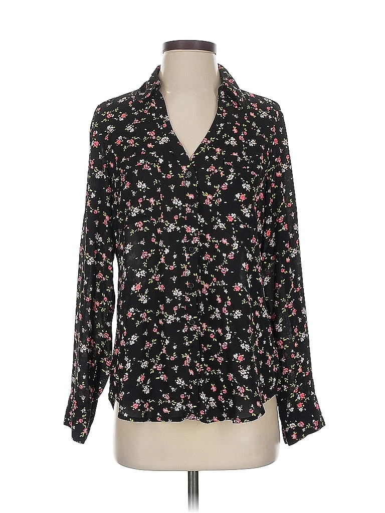 Pre-owned Express Long Sleeve Blouse In Black