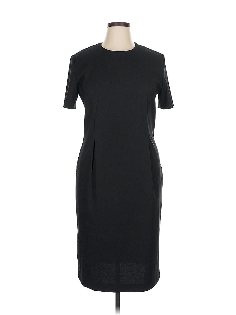 Pre-owned Leslie Fay Short Sleeve Top Black Crew Neck Tops