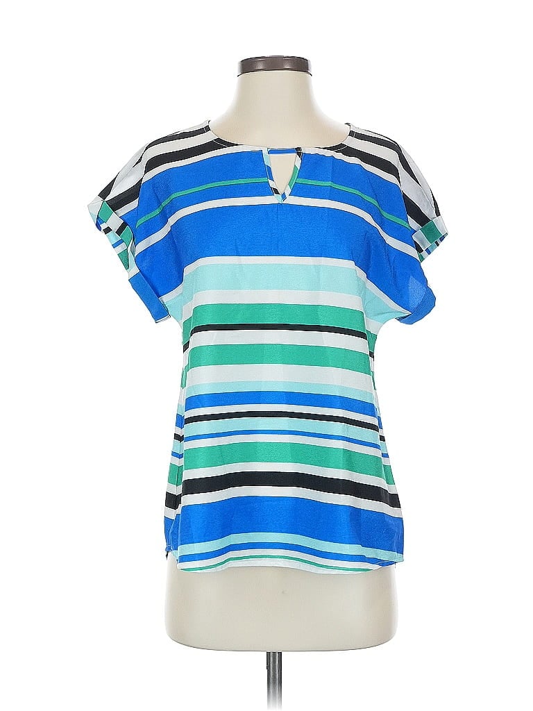 Click to view more detailed imagery on our partner's website Pre-owned Calvin Klein Short Sleeve Top Blue Scoop Neck Tops