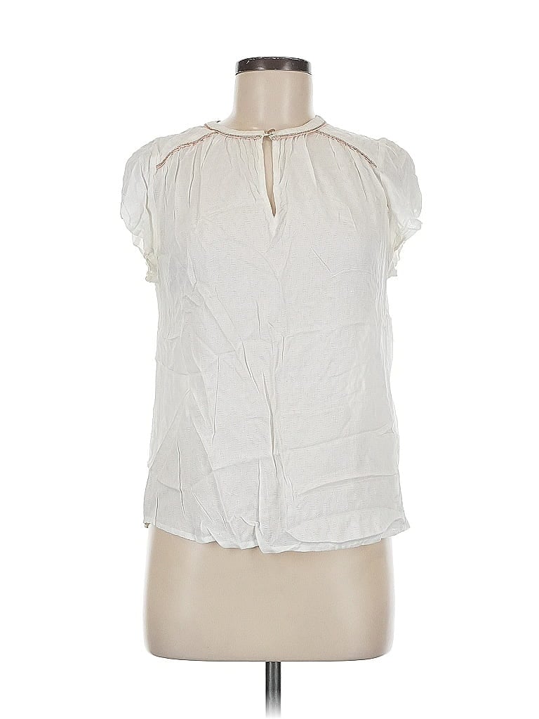 Pre-owned Grace & Mila Short Sleeve Blouse In White