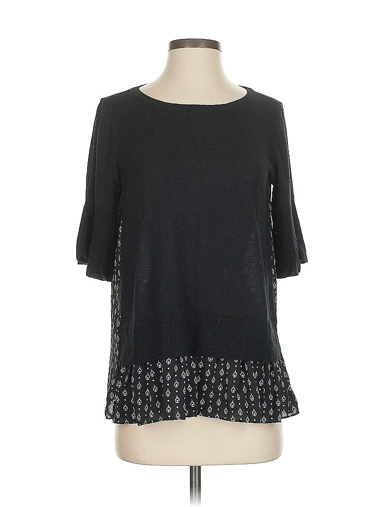 Pre-owned Ann Taylor Loft 3/4 Sleeve Top Black Square Neckline Tops