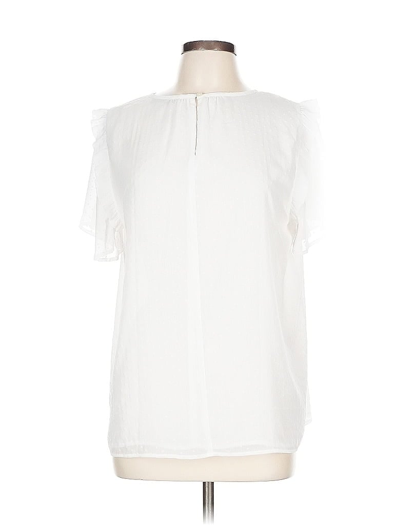 Pre-owned Ann Taylor Loft Short Sleeve Blouse In White