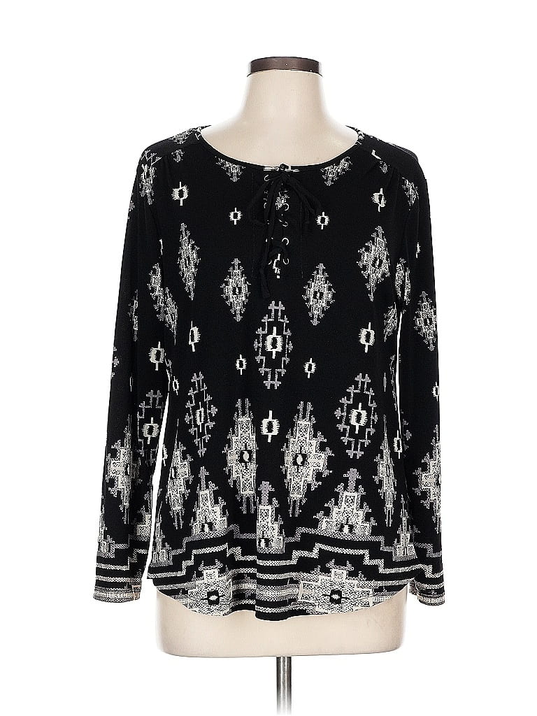 Pre-owned Style & Co Long Sleeve Blouse In Black