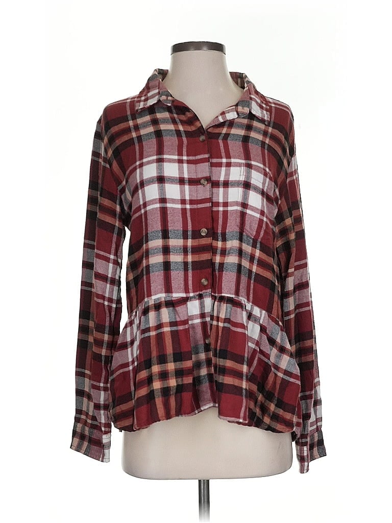 Pre-owned American Eagle Outfitters Long Sleeve Blouse In Burgundy