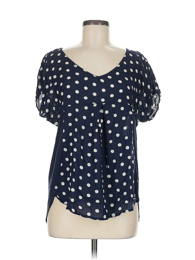 Pre-owned Porridge Short Sleeve Blouse In Blue