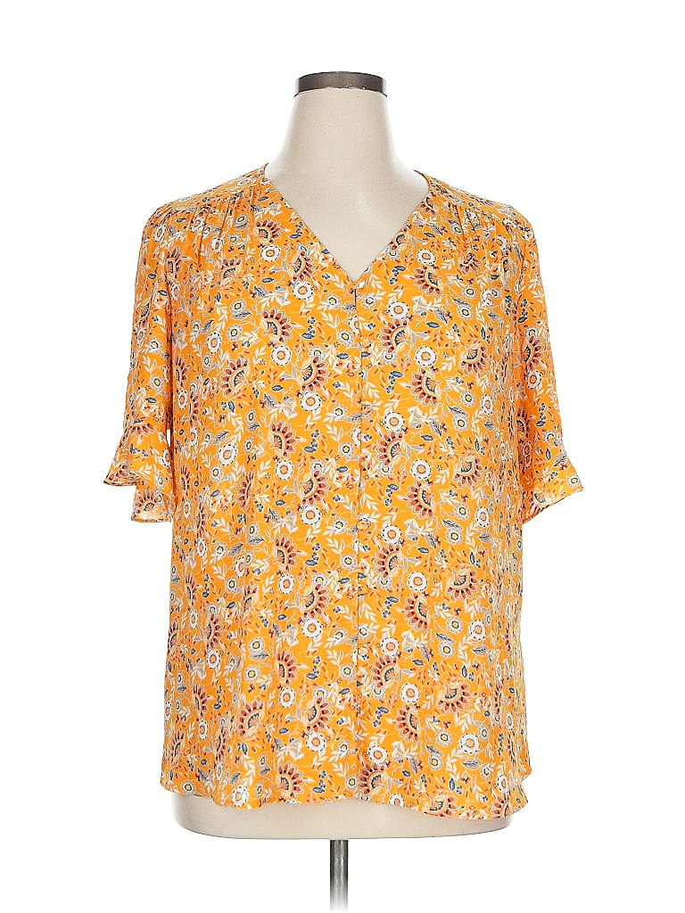 Pre-owned Ryan Wythe Short Sleeve Blouse In Yellow
