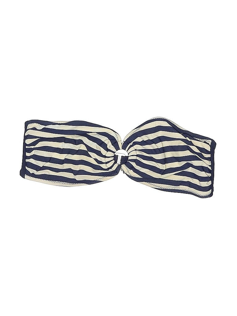 Click to view more detailed imagery on our partner's website Pre-owned Red Carter Swimsuit Top Ivory Stripes Pattern Swimwear In White