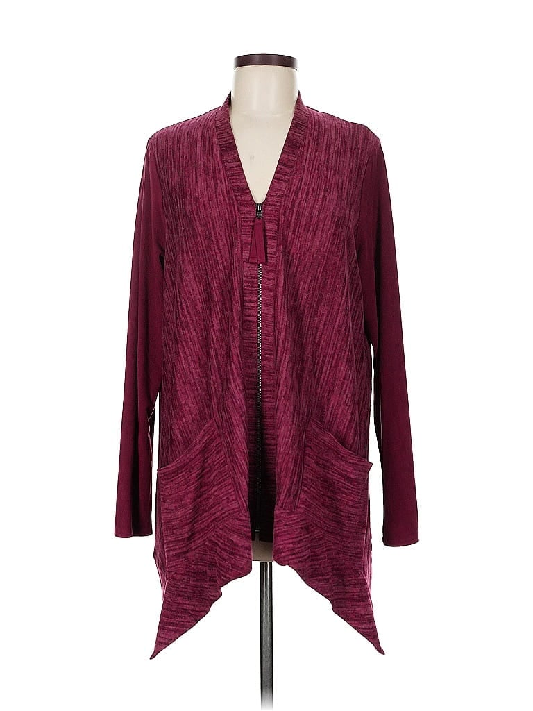 LOGO by Lori Goldstein Burgundy Cardigan Size M - photo 1