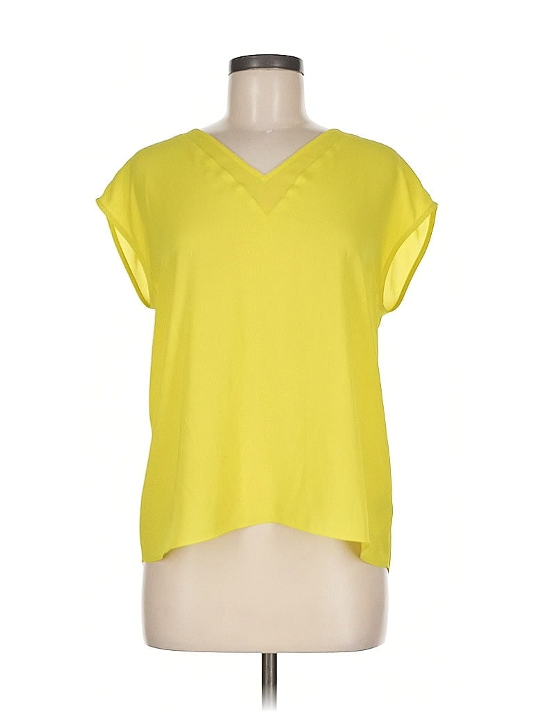 Pre-owned Express Short Sleeve Top Yellow V Neck Tops