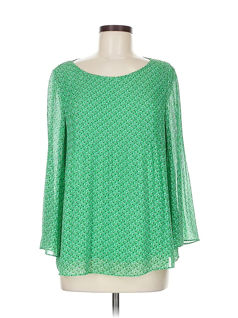 Pre-owned Max Studio Long Sleeve Blouse In Green