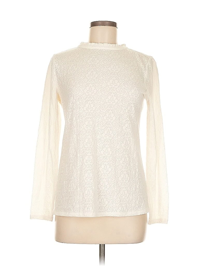 Pre-owned Ann Taylor Loft Long Sleeve Top Ivory Turtleneck Tops In White