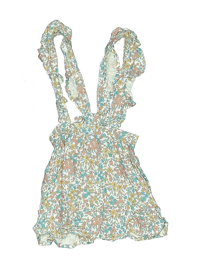 Pre-owned Wonder Nation Kids' Sleeveless Top Teal Floral Pattern Halter Neckline Tops In Blue