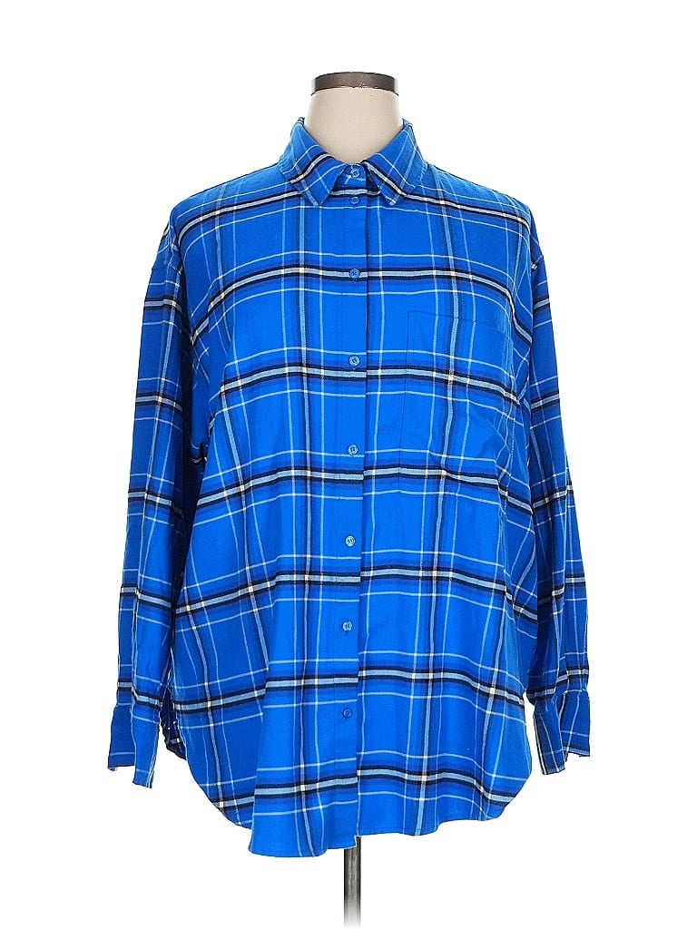 Pre-owned H&m Long Sleeve Polo Shirt In Blue