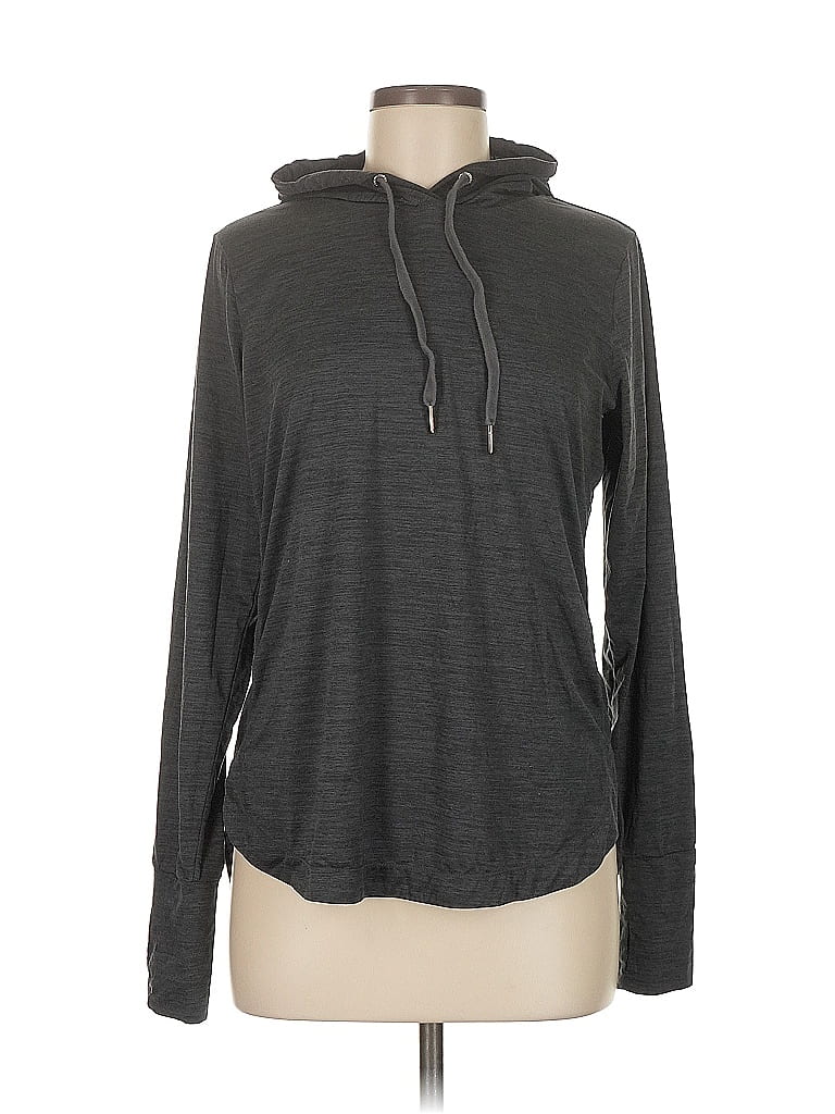 Pre-owned Gaiam Long Sleeve Top Gray Cowl Neck Tops