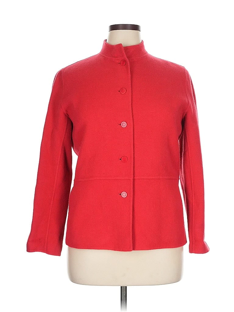 Pre-owned Eileen Fisher Wool Coat In Red