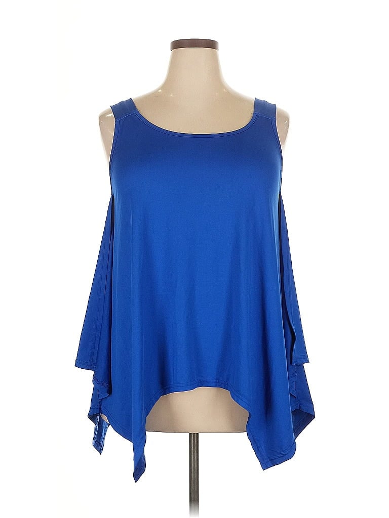 Pre-owned Loveu.dear Tank Top Blue Cold Shoulder Neckline Tops
