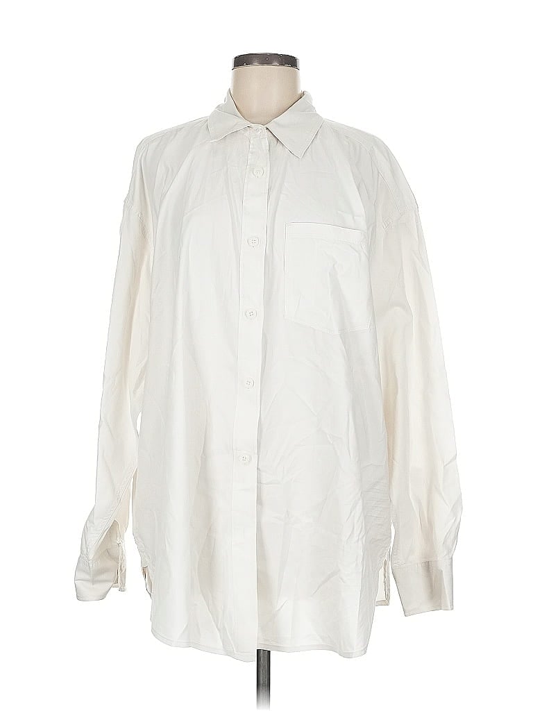Pre-owned Offline By Aerie Long Sleeve Button Down Shirt In White