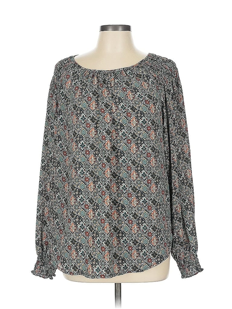 Pre-owned Alex & Lili Long Sleeve Blouse In Blue