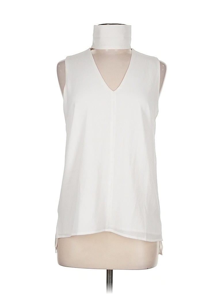 Pre-owned Blue Rain Sleeveless Blouse In White