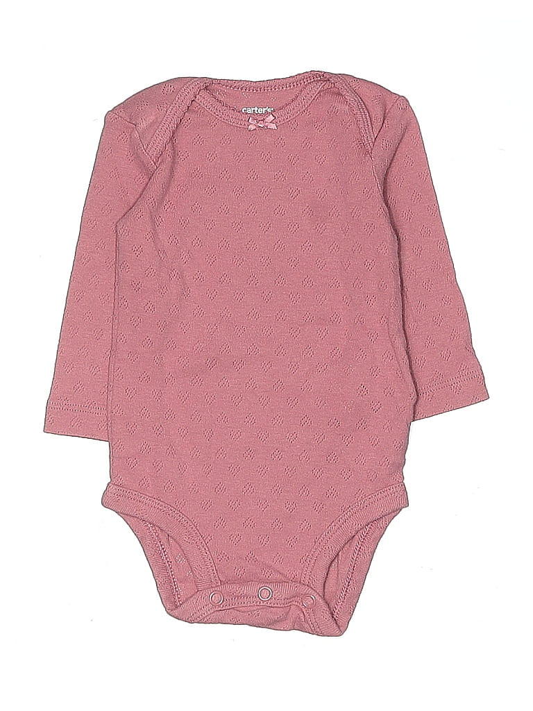 Pre-owned Carter's Babies' Long Sleeve Onesie In Burgundy