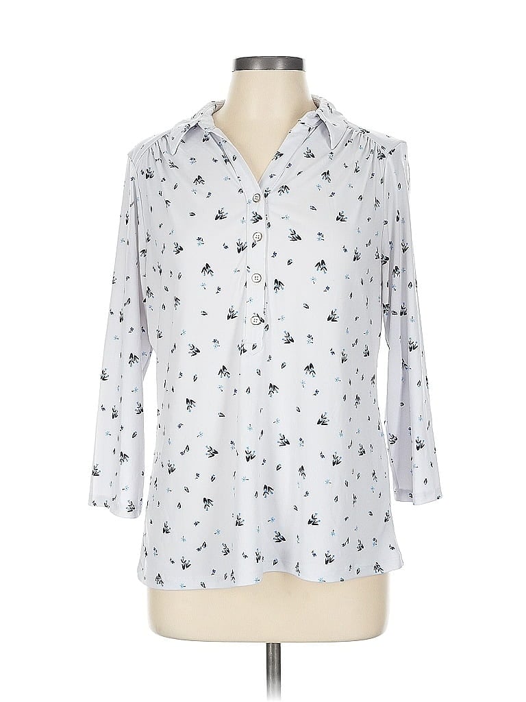 Click to view more detailed imagery on our partner's website Pre-owned Charter Club Long Sleeve Polo Shirt In Silver