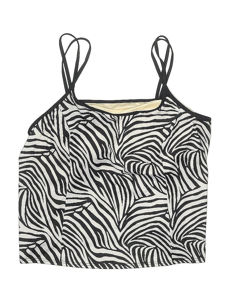 Click to view more detailed imagery on our partner's website Pre-owned It Figures Swimsuit Top Ivory Animal Print Pattern Swimwear In White