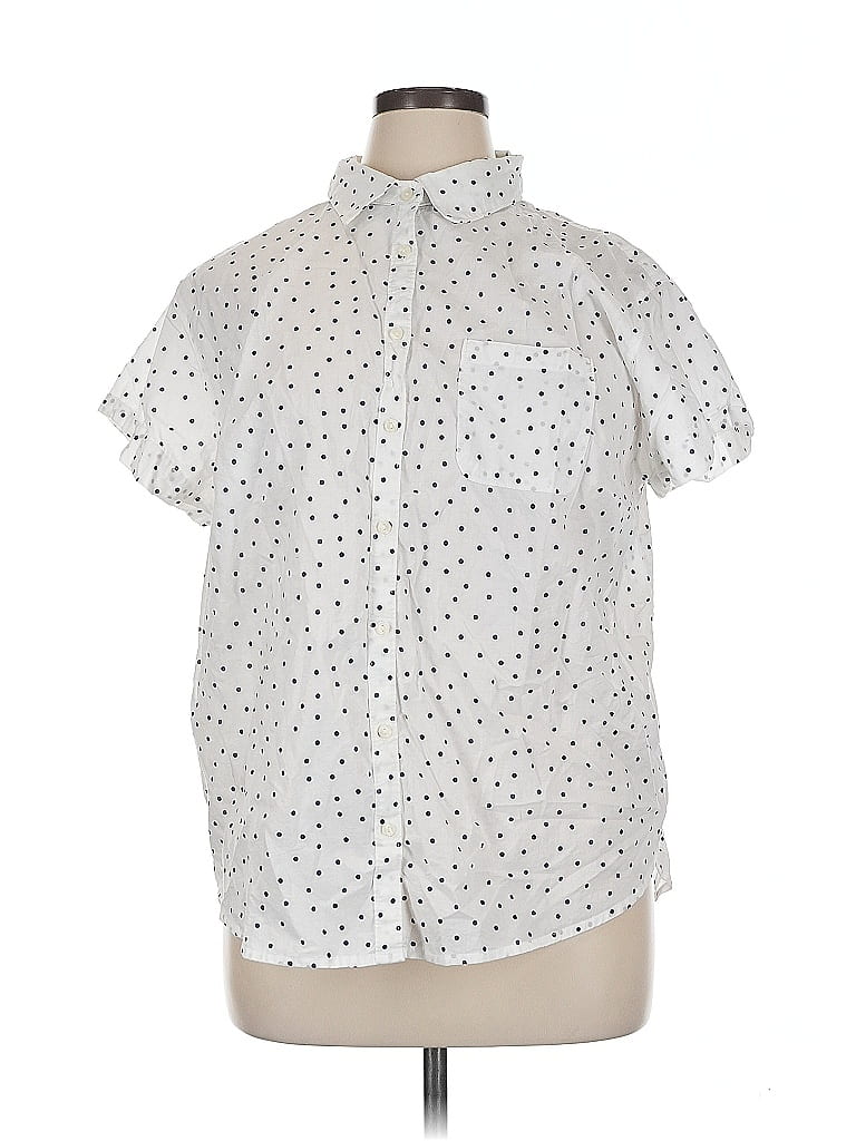 Pre-owned St. John's Bay Short Sleeve Blouse In White