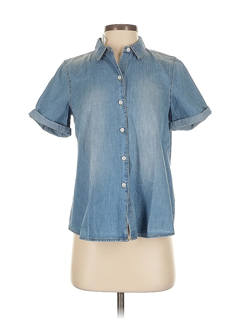 Jjill Short Sleeve Button Down Shirt In Blue