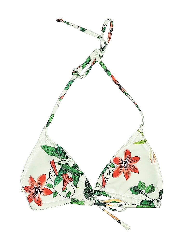 Pre-owned Unbranded Swimsuit Top White Floral Pattern Swimwear