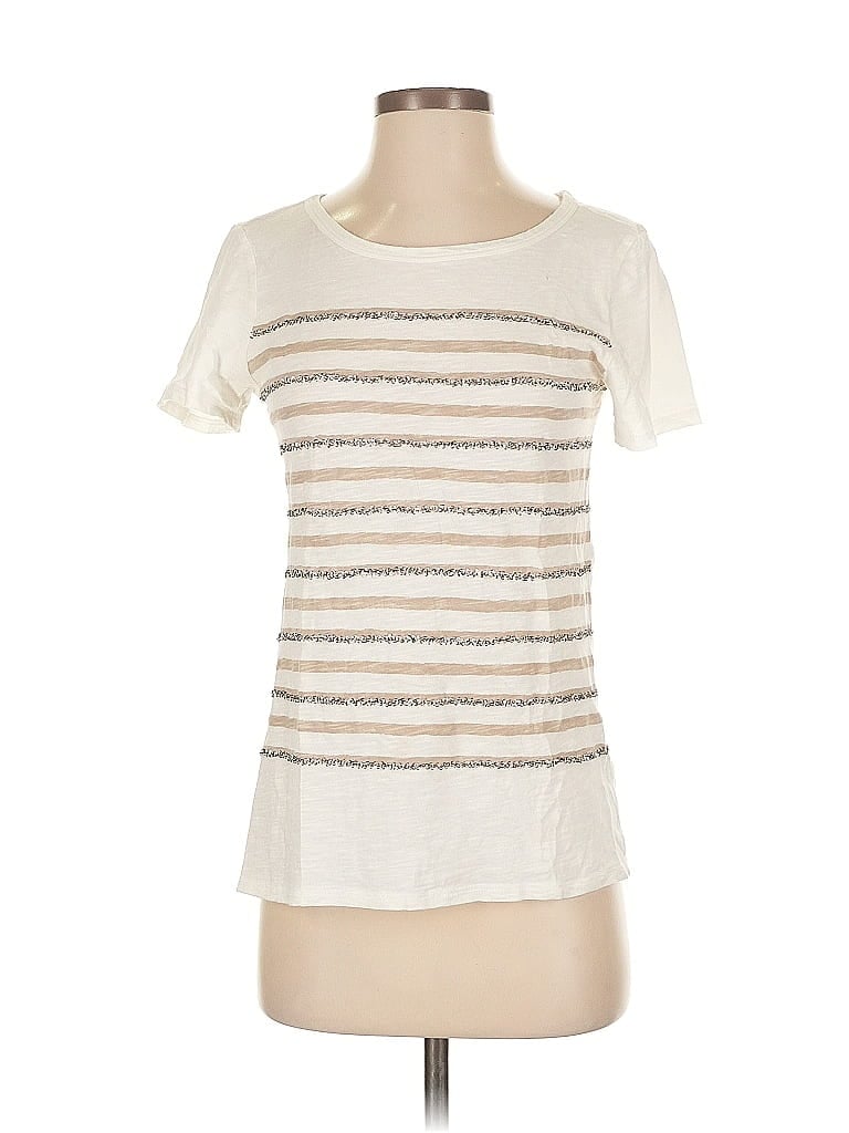 Click to view more detailed imagery on our partner's website Pre-owned Ann Taylor Loft Short Sleeve Top Ivory Crew Neck Tops In White