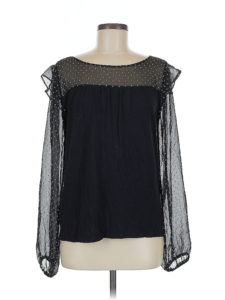 Pre-owned Ann Taylor Loft Long Sleeve Blouse In Black