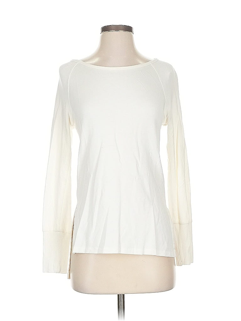 Pre-owned Boston Proper Long Sleeve Top Ivory Boatneck Tops In White