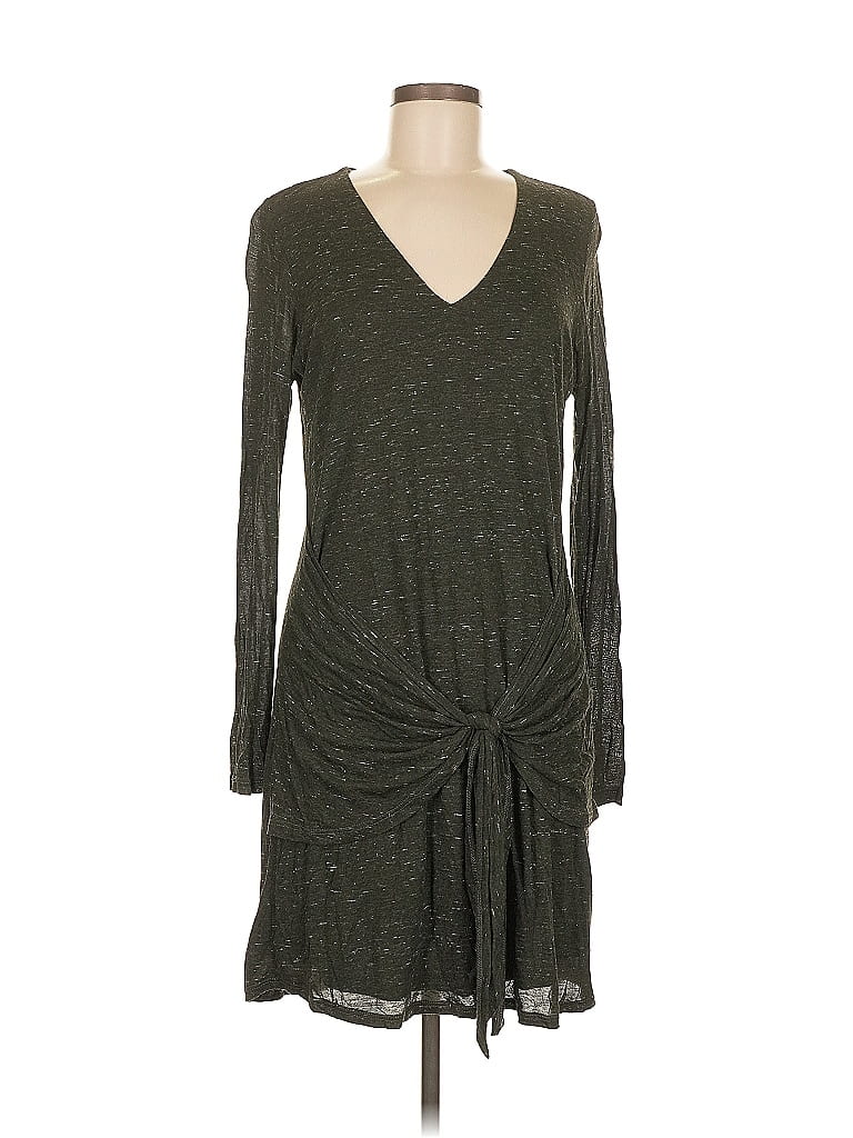 Pre-owned Left Coast By Dolan Long Sleeve Top Gray Plunge Neckline Tops