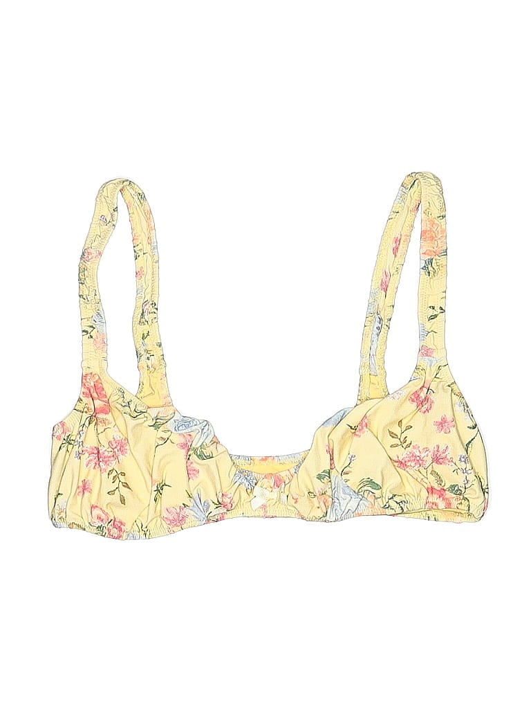 Pre-owned Weworewhat Swimsuit Top Yellow Floral Pattern Swimwear