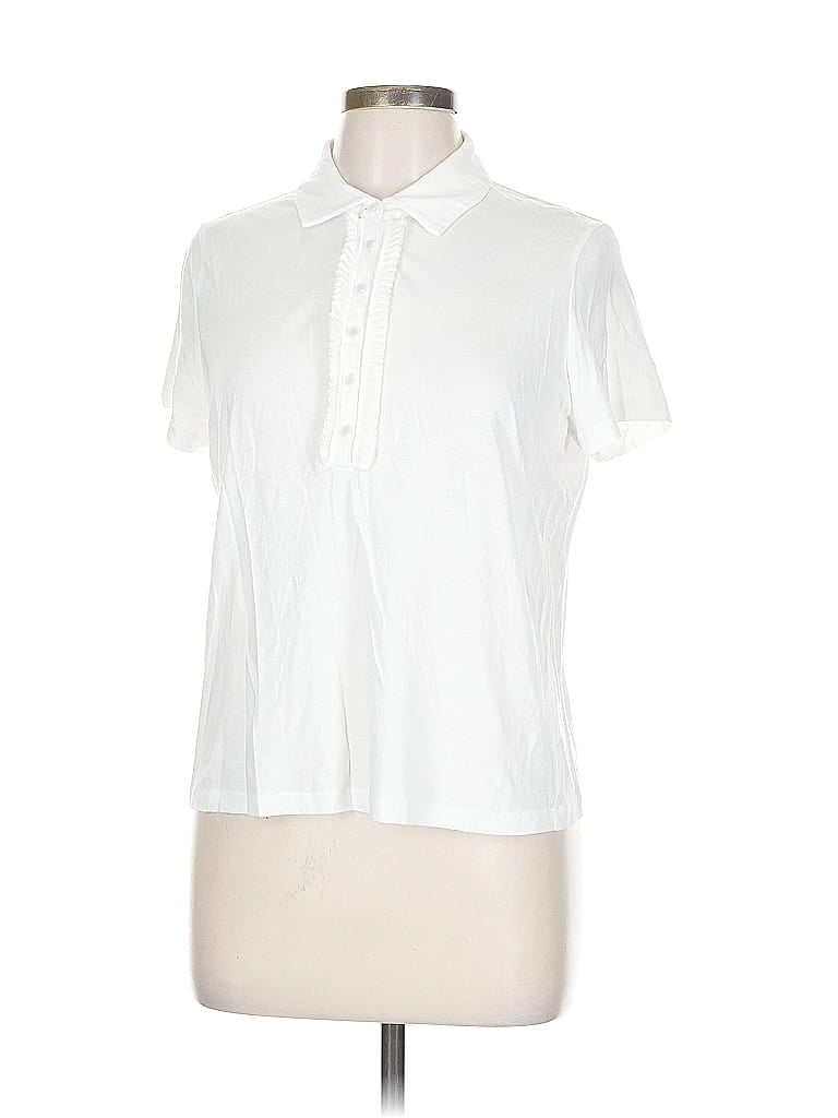 Pre-owned Talbots Short Sleeve Blouse In White