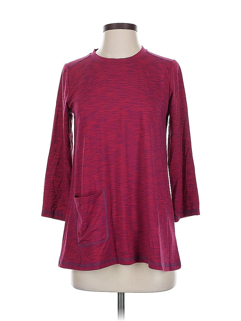 Pre-owned Logo By Lori Goldstein 3/4 Sleeve T-shirt In Burgundy