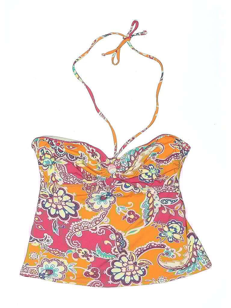 Click to view more detailed imagery on our partner's website Pre-owned Polo Ralph Lauren Swimsuit Top Orange Paisley Pattern Swimwear