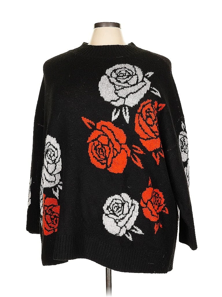 Torrid Floral Black Pullover Sweater Size 4X Plus (4) - photo 1
