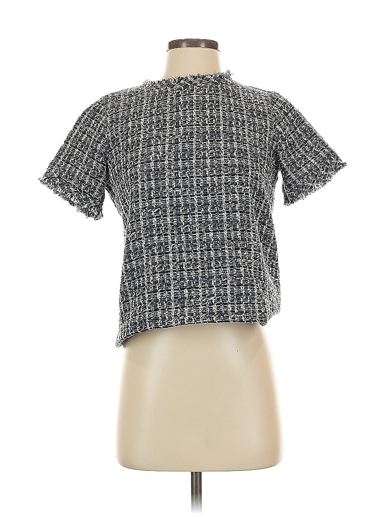 Pre-owned Ann Taylor Factory Short Sleeve Blouse In Blue