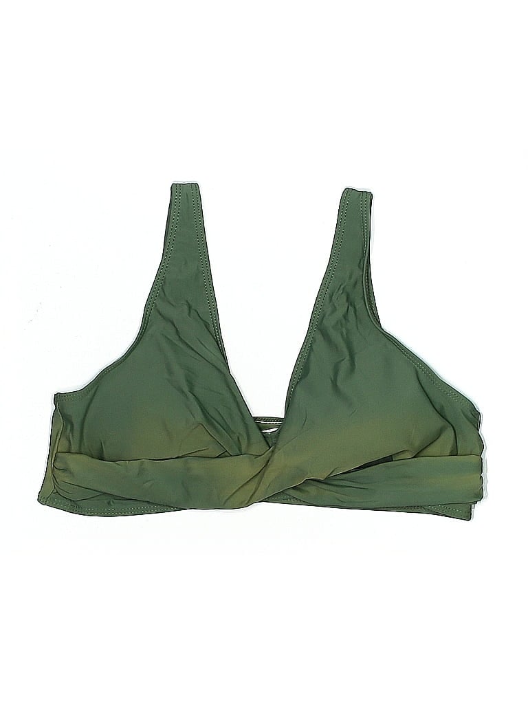 Pre-owned Unbranded Swimsuit Top Green Solid Pattern Swimwear